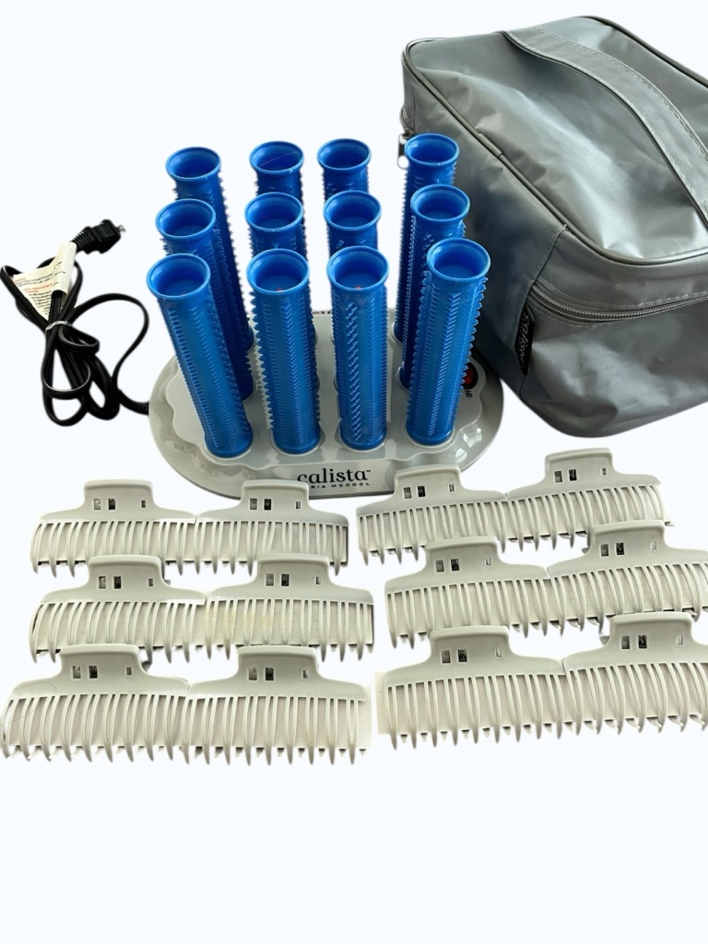 Calista Blue Hot Hair Rollers with Clips and Travel Case